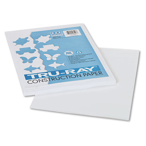 Image of Pacon® P103026 Tru-Ray Construction Paper, 76 lb Text Weight, 9 x 12, White, 50/Pack