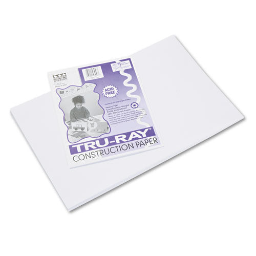 Image of Pacon® P103058 Tru-Ray Construction Paper, 76 lb Text Weight, 12 x 18, White, 50/Pack