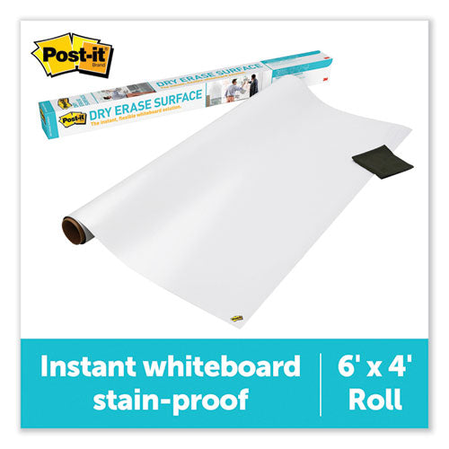 Image of Post-it® DEF6X4 Dry Erase Surface, Laminate Film, 72" x 7 mil x 48", White