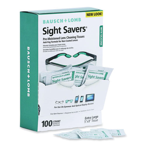 Image of Bausch & Lomb 8576 Sight Savers Pre-Moistened Anti-Fog Tissues With Silicone, 8 X 5, 100/box
