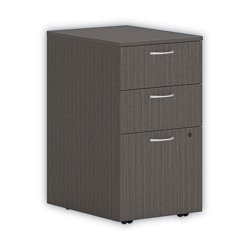 Image of HON® HLPLPMBBF.LSL1 Mod Mobile Pedestal, Left or Right, 3-Drawers: Box/Box/File, Legal/Letter, Slate Teak, 15" x 20" x 28"
