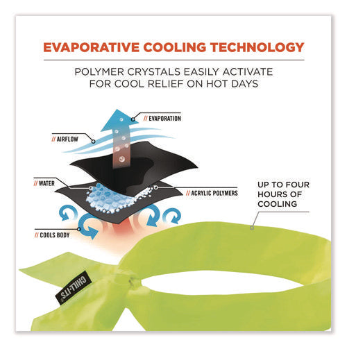 Image of ergodyne® 12301 Chill-Its 6700 Cooling Bandana Polymer Tie Headband, One Size Fits Most, Lime