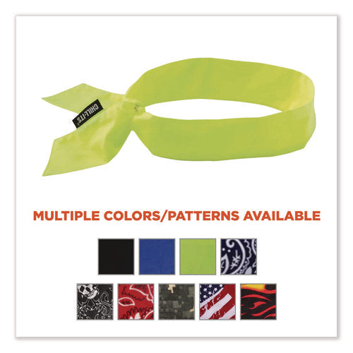 Image of ergodyne® 12301 Chill-Its 6700 Cooling Bandana Polymer Tie Headband, One Size Fits Most, Lime