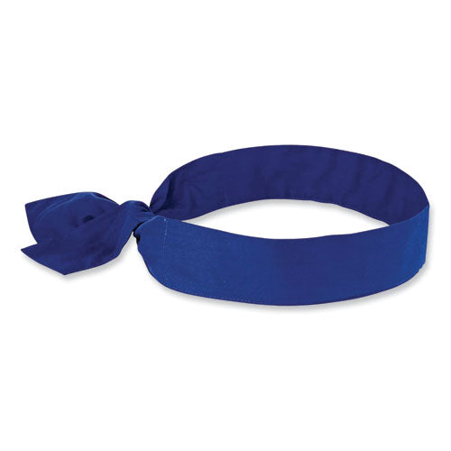 Image of ergodyne® 12307 Chill-Its 6700 Cooling Bandana Polymer Tie Headband, One Size Fits Most, Solid Blue