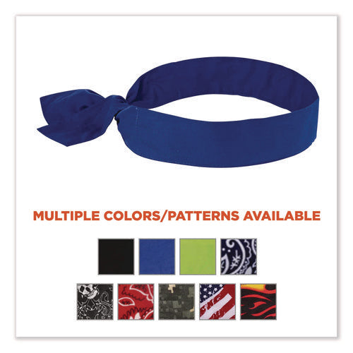 Image of ergodyne® 12307 Chill-Its 6700 Cooling Bandana Polymer Tie Headband, One Size Fits Most, Solid Blue
