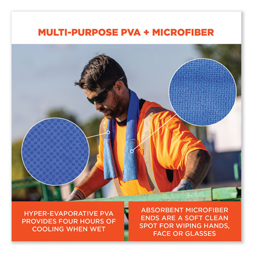 Image of ergodyne® 12490 Chill-Its 6604 Multipurpose Cleaning Cooling Towel, 35 x 8, One Size Fit Most, Microfiber/PVA, Blue