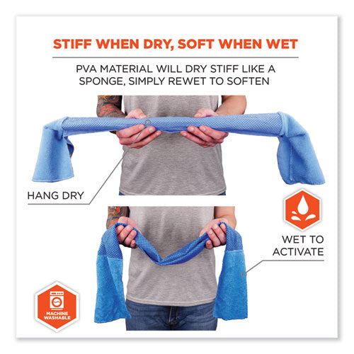 Image of ergodyne® 12490 Chill-Its 6604 Multipurpose Cleaning Cooling Towel, 35 x 8, One Size Fit Most, Microfiber/PVA, Blue