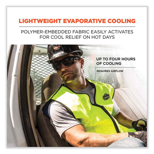 Image of ergodyne® 12533 Chill-Its 6665 Embedded Polymer Cooling Vest with Zipper, Nylon/Polymer, Medium, Lime