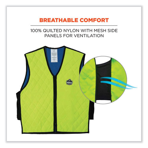 Image of ergodyne® 12533 Chill-Its 6665 Embedded Polymer Cooling Vest with Zipper, Nylon/Polymer, Medium, Lime