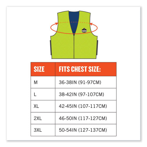 Image of ergodyne® 12536 Chill-Its 6665 Embedded Polymer Cooling Vest with Zipper, Nylon/Polymer, 2X-Large, Lime