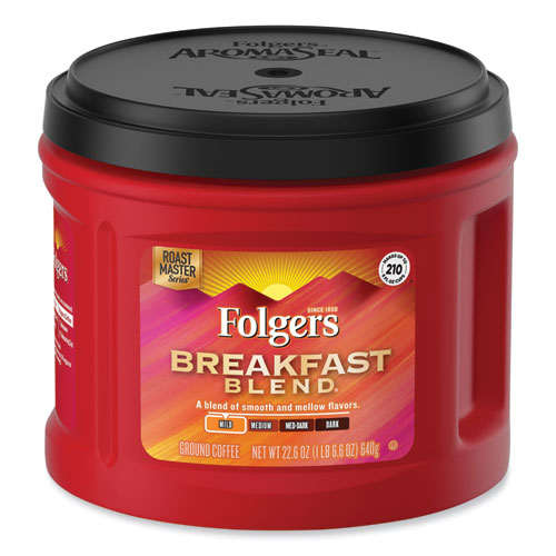 Image of Folgers® SMU30440 Breakfast Blend Ground Coffee, 22.6 oz Canister