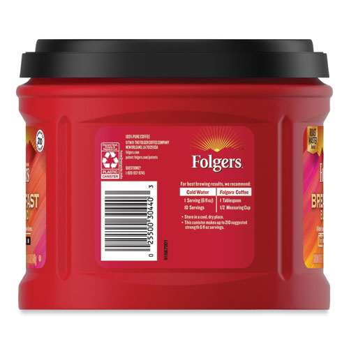Image of Folgers® SMU30440 Breakfast Blend Ground Coffee, 22.6 oz Canister