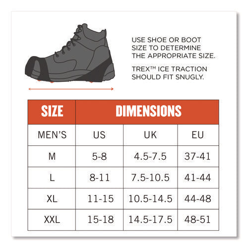 Image of ergodyneÂ® Ice Cleats,Slip-On,Steel Studs,f/5-8 Boots,Medium,2/PR,BK