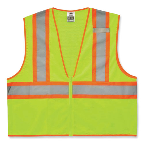 Image of ergodyneÂ® GloWear 8229Z Class 2 Economy Two-Tone Zipper Vest, Polyester, Small/Medium, Lime