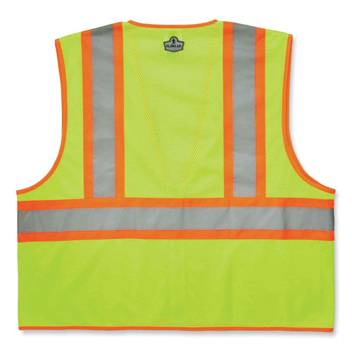Image of ergodyneÂ® GloWear 8229Z Class 2 Economy Two-Tone Zipper Vest, Polyester, Small/Medium, Lime