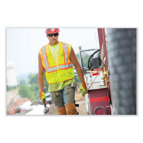 Image of ergodyne® 21295 GloWear 8229Z Class 2 Economy Two-Tone Zipper Vest, Polyester, Large/X-Large, Lime