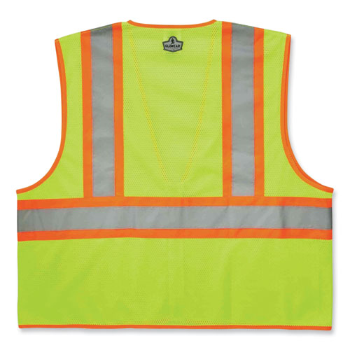 Image of ergodyneÂ® GloWear 8229Z Class 2 Economy Two-Tone Zipper Vest, Polyester, 2X-Large/3X-Large, Lime