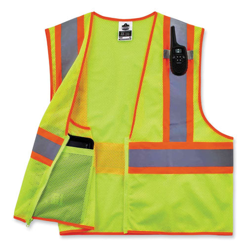 Image of ergodyneÂ® GloWear 8229Z Class 2 Economy Two-Tone Zipper Vest, Polyester, 2X-Large/3X-Large, Lime