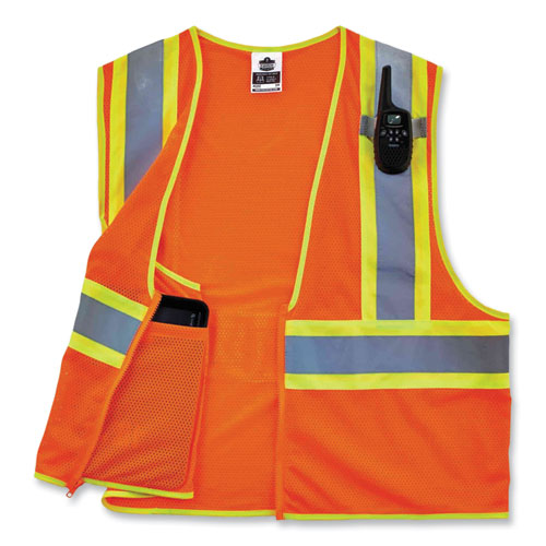 Image of ergodyneÂ® GloWear 8229Z Class 2 Economy Two-Tone Zipper Vest, Polyester, Small/Medium, Orange
