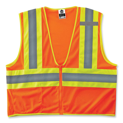 Image of ergodyne® 21307 GloWear 8229Z Class 2 Economy Two-Tone Zipper Vest, Polyester, 2X-Large/3X-Large, Orange