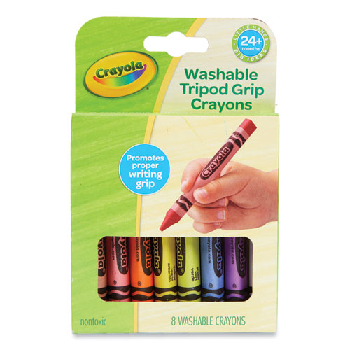 Image of Crayola® 81-1460 Washable Tripod Grip Crayons, Regular Size, 8 Assorted Colors, 8/Box