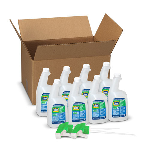 Image of Comet® 22569 Disinfecting-Sanitizing Bathroom Cleaner, 32 oz Bottles, 8 Bottles and 2 Trigger Sprayers/Carton