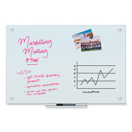 Image of U Brands 2298U00-01 Glass Dry Erase Board, 36" x 24" (Actual Size: 35" x 23"), White Surface