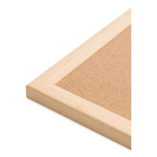 Image of U Brands 266U00-01 Cork Bulletin Board, 36" x 24" (Actual Size: 35" x 23"), Tan Surface, Birch Finished Wood Frame
