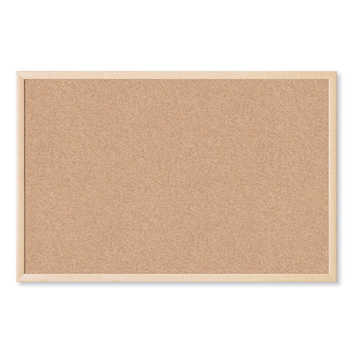 Image of U Brands 266U00-01 Cork Bulletin Board, 36" x 24" (Actual Size: 35" x 23"), Tan Surface, Birch Finished Wood Frame
