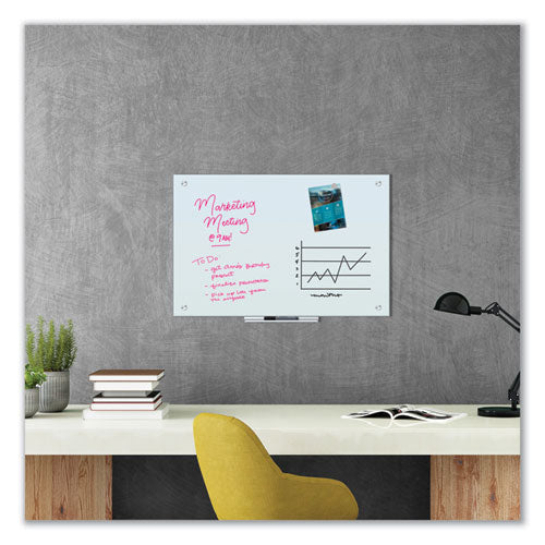 Image of U Brands 2298U00-01 Glass Dry Erase Board, 36" x 24" (Actual Size: 35" x 23"), White Surface
