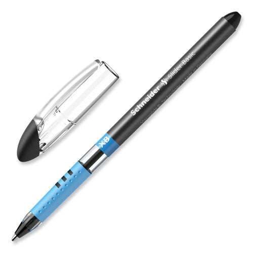 Image of Schneider® 151201 Slider Basic Ballpoint Pen, Stick, Extra-Bold 1.4 mm, Black Ink, Black Barrel, 10/Box
