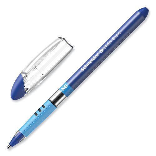 Image of Schneider® 151203 Slider Basic Ballpoint Pen, Stick, Extra-Bold 1.4 mm, Blue Ink, Blue Barrel, 10/Box