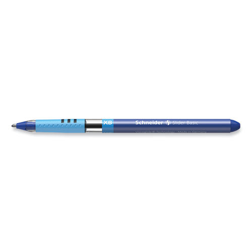 Image of Schneider® 151203 Slider Basic Ballpoint Pen, Stick, Extra-Bold 1.4 mm, Blue Ink, Blue Barrel, 10/Box