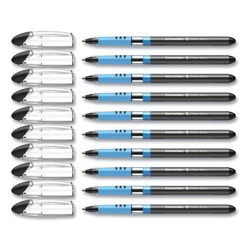 Image of Schneider® 151201 Slider Basic Ballpoint Pen, Stick, Extra-Bold 1.4 mm, Black Ink, Black Barrel, 10/Box