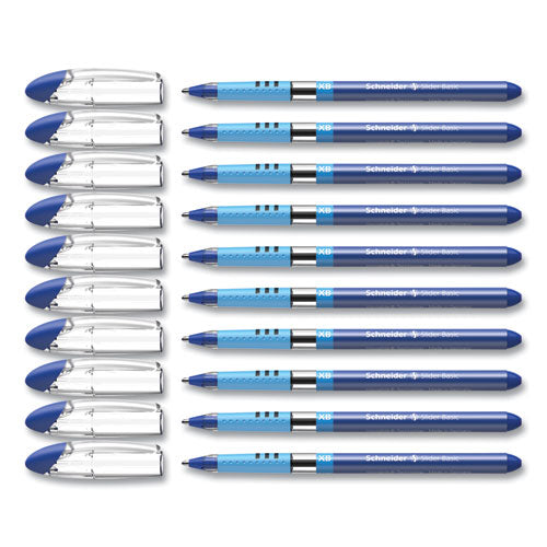Image of Schneider® 151203 Slider Basic Ballpoint Pen, Stick, Extra-Bold 1.4 mm, Blue Ink, Blue Barrel, 10/Box