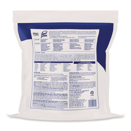 Image of LYSOL® Brand 19200-99857 Professional Disinfecting Wipe Bucket Refill, 1-Ply, 6 x 8, Lemon and Lime Blossom, White, 800 Wipes/Bag, 2 Refill Bags/CT