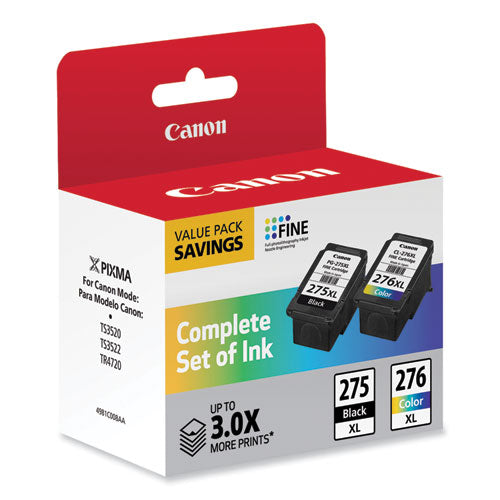 Image of Canon® 4981C008 4981C008 (PG-275XL/CL-276XL) High-Yield Multipack Ink, Black/Tri-Color