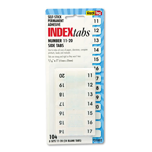 Image of Redi-Tag® 31002 Legal Index Tabs, Preprinted Numeric: 11 to 20, 1/12-Cut, White, 0.44" Wide, 104/Pack