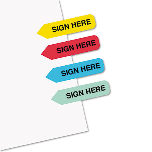 Image of Redi-Tag® B72020 Mini Arrow Page Flags, "sign Here", Blue/mint/red/yellow, 126 Flags/pack