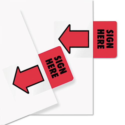 Image of Redi-Tag® B76809 Removable/reusable Page Flags, "sign Here", Red, 50/pack