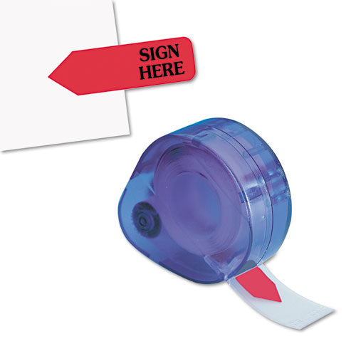 Image of Redi-Tag® B81024 Arrow Message Page Flags in Dispenser, "Sign Here", Red, 120 Flags/Pack