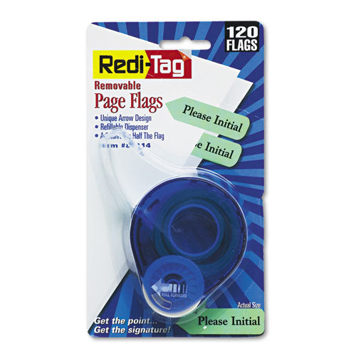 Image of Redi-Tag® 81114 Arrow Message Page Flags In Dispenser, "please Initial", Mint, 120/dispenser