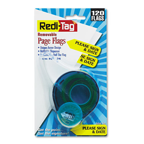 Image of Redi-Tag® B81124 Arrow Message Page Flags In Dispenser, "please Sign And Date", Yellow, 120 Flags