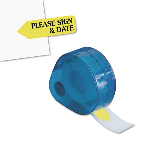 Image of Redi-Tag® B81124 Arrow Message Page Flags In Dispenser, "please Sign And Date", Yellow, 120 Flags