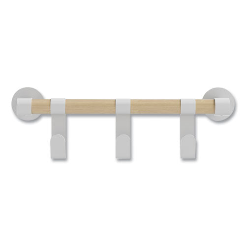 Image of Safco® 4263WH Resi Coat Wall Rack, 3 Hook, 19.75w x 4.25d x 6h, White