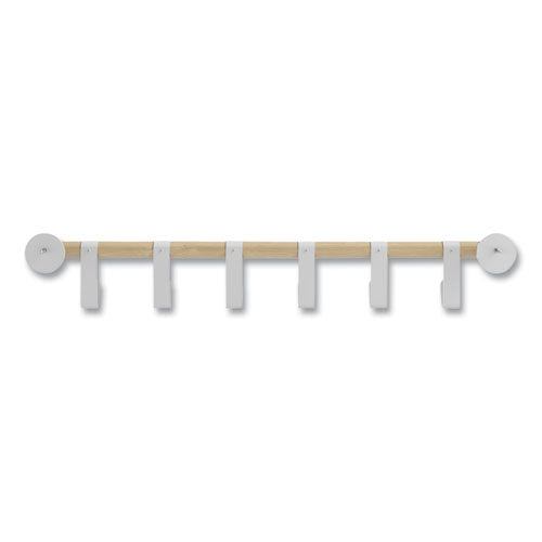 Image of Safco® 4264WH Resi Coat Wall Rack, 6 Hook, 36.25w x 4.25d x 6h, White