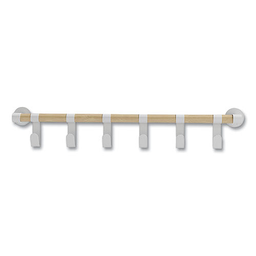 Image of Safco® 4264WH Resi Coat Wall Rack, 6 Hook, 36.25w x 4.25d x 6h, White