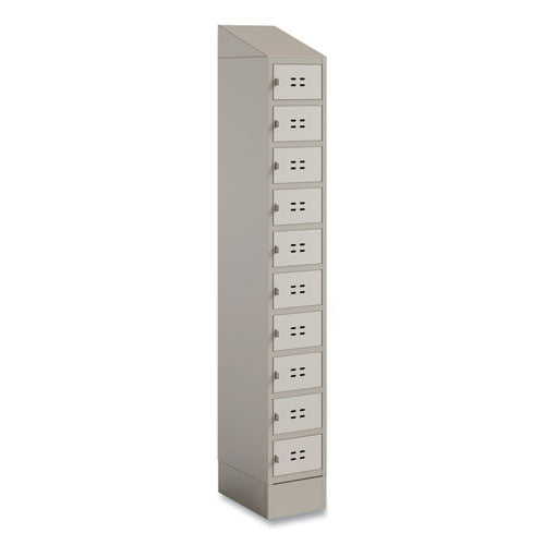 Image of Safco® 5516TN Single Sloped Metal Locker Hood Addition, 12w x 18d x 6h, Tan
