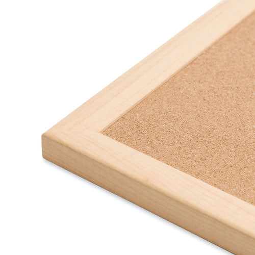 Image of U Brands Cork Bulletin Board, 48" x 36" (Actual Size: 47" x 35"), Tan Surface, Birch Finished Wood Frame