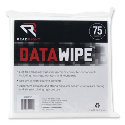 Image of Read RightÂ® Datawipe Office Equipment Cleaner, Cloth, 6 X 6, White, 75/pack